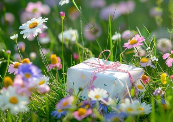 kleines Geschenk auf Blumenwiese